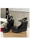 Christian Louboutin Pyraclou 120 mm Espadrilles Glitter Leather Black