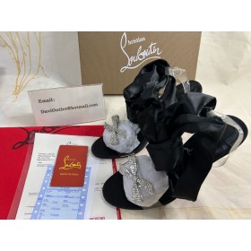 Christian Louboutin Astrinodo Cravate de Cheville 100mm Sandales en Satin et PVC Noir en PVC transparent