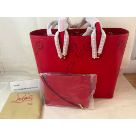 Christian Louboutin Cabata Cuir Sac Fourre-Tout Rouge Christian Louboutin Magasin