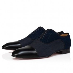 Christian Louboutin Greggo Oxfords en Cuir de Veau Smart Tissu Et Veau Velours Noir CL Chaussures
