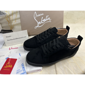 Christian Louboutin Louis Junior Les Sneakers Veau Velours Noir