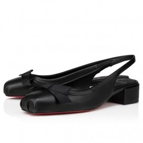 Christian Louboutin Mamaflirt Sling 30mm Ballerines en Cuir Nappa Noir CL Chaussures