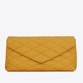 Saint Laurent Sade Pompe Enveloppe D'Embrayage Jaune En Cuir D'Agneau