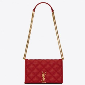 Saint Laurent WOC Becky Chaîne porte-monnaie Rouge en cuir d'Agneau