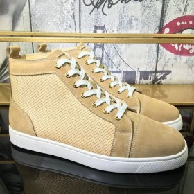 Christian Louboutin Louis Orlato High-Top Sneakers En Daim En Cuir Sable