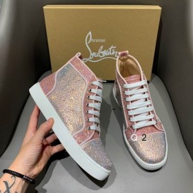 Christian Louboutin High Top Femmes Baskets Strass Embelli Rose