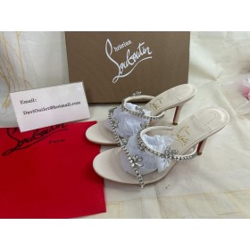 Christian Louboutin vient de la Reine 70mm Mules en Pvc Et Cuir Nappa Leche