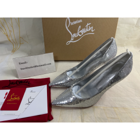 Christian Louboutin Kate Mini Paillettes 100 Mm Pompes En Crêpe De Satin Argent