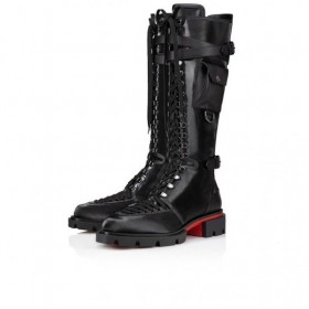 Christian Louboutin Notre Sable Gloire Bottes En Cuir De Veau Noir Christian Louboutin Chaussures De