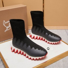 Christian Louboutin Sharky Chaussette Femmes Baskets Maille Noir Blanc