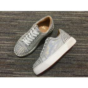 Christian Louboutin Vieirissima 2 Orlato Flat Glitter Sneakers Argent