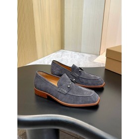 Christian Louboutin Chambelimoc Mocassins En Daim, En Cuir De Veau Gris Fumé