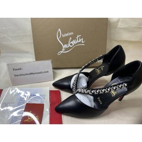 Christian Louboutin Deomina de la Chaîne Spike a Souligné Toe Pompes 100mm CL Chaussures