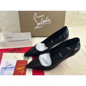 Christian Louboutin Kate Perforé à bout Pointu en Cuir 85MM Pompes Noir CL Chaussures