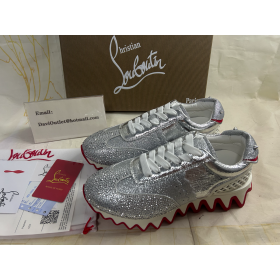 Christian Louboutin Loubishark P Strass Sneakers Brillantes En Cuir De Veau Et De Strass