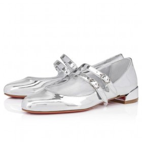 Christian Louboutin Sweet Jane Ballerines Specchio en Cuir de Veau Argent CL Chaussures