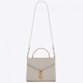 Saint Laurent Cassandra Medium Sac Blanc En Cuir Grainé Saint Laurent Sacs