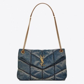 Saint Laurent, Loulou Inhalateur Petit Sac Matelassé Vintage Denim Saint Laurent Sacs