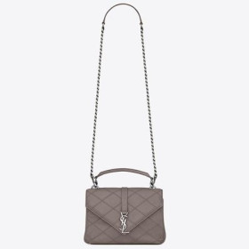 Saint Laurent Medium Sac Collège Gris Matelassé Cuir
