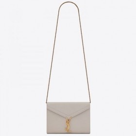 Saint Laurent WOC Cassandra Chaîne porte-monnaie en Cuir Blanc Saint Laurent Sacs