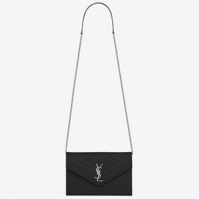 Saint Laurent WOC de l'Enveloppe de la Chaîne porte-monnaie Noir en Cuir Saint Laurent Sacs
