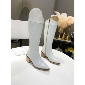 Jimmy Choo Genou Boot 50mm JC Emblème Crocodile Blanc