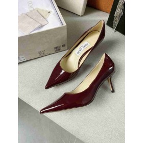 Jimmy Choo Amour 65 Bourgogne en Cuir de Veau Pompes JC Emblème