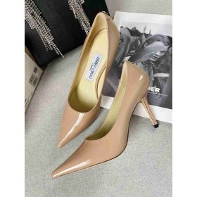 Jimmy Choo Amour 85 en Cuir de Veau Pompes JC Emblème Nu