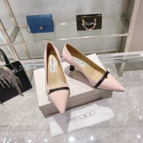 Jimmy Choo en Cuir verni Rosalia 65mm Pompes Perle Rose Détail