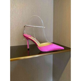 Jimmy Choo Saeda 85mm Pompes en Daim Embellissement en Cristal Rose