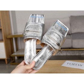 Jimmy Choo Diapositives De Cuir De Veau Sac De Tirette De L'Argent