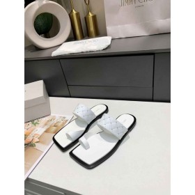 Jimmy Choo Diapositives Rivets En Cuir De Veau Blanc