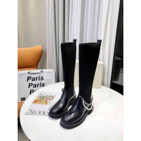 Jimmy Choo Stretch Chaussettes De Genou Bottes Chaîne Noir