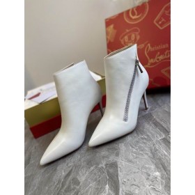Christian Louboutin BirgiKate 85mm bottines en cuir de Veau Blanc CL Chaussures