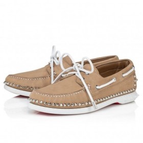 Christian Louboutin Gerockel Chaussures Bateau En Cuir De Veau Nubuck Lionne Christian Louboutin Chaussures