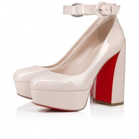 Christian Louboutin Movidastrap 130 Mm Pompes De Brevet En Cuir De Veau Leche Christian Louboutin Chaussures