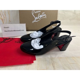 Christian Louboutin, de Sorte Jane Sling 55 Mm sangle Arrière Pompes en Cuir verni Noir CL Chaussures