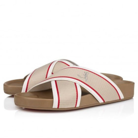 Christian Louboutin Hot Cross Bizz Mules Ruban Et Cuir Nappa Saharienne CL Chaussures