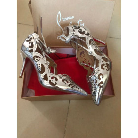 Christian Louboutin Impera Pompes Lasercut Cuir Métallisé Argent