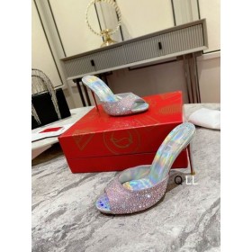 Christian Louboutin Moi Dolly Strass Pompes 100 mm Daim Strass Rose, Agrémenté