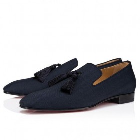 Christian Louboutin Officialito Mocassins Smart Tissu Marine CL Chaussures