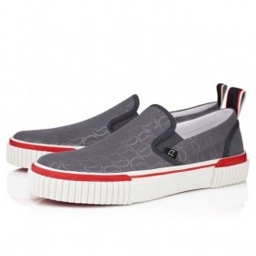 Christian Louboutin Pedro Bateau-Slip-on Sneakers Jacquard Monogramme Cl Smoky CL Chaussures