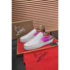 Christian Louboutin Marin Bateau Spikes Orlato Glisser Sur Les Baskets Fuchsia