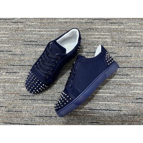 Christian Louboutin Seavaste 2 Orlato Flat Low-top Sneakers en Daim Tissu Bleu Marine
