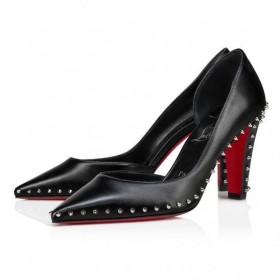 Christian Louboutin Vidura 85 Mm Pompes En Cuir De Veau Noir Christian Louboutin Chaussures De