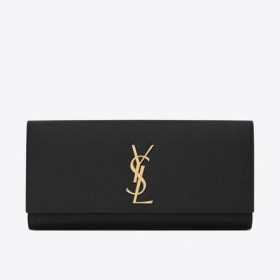 Saint Laurent Kate Embrayage Noir En Cuir Grainé
