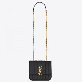 Saint Laurent Moyen Vicky Sac Noir En Cuir Grainé Saint Laurent Sacs
