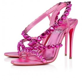 Christian Louboutin Sandale Spikita Sangle 100 mm Conf/met Fuchsia/lin Conf Cuir