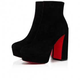 Christian Louboutin Spikita Booty Movida 130 mm Noir en Daim Noir cuir de Veau Chaussures
