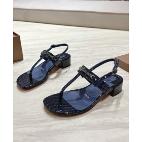 Christian Louboutin Mj Thong 25 Mm Mules Alligator Embossed Calf Leather Blue